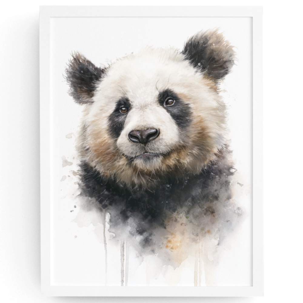 Watercolor Panda Bear Wall Art Print Poster Ilustration - Umframed
